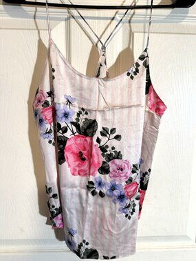 Victoria's Secret gently used Iconic Pink Floral Cami Satin Pajama Top Size S